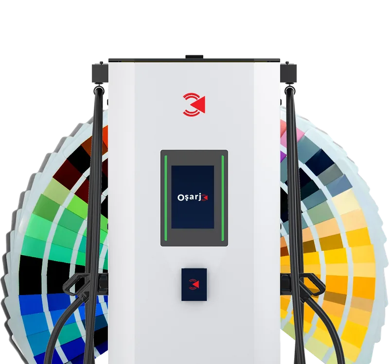 OŞARJ DC 400 – 400 kW DC şarj istasyonu, kurumsal renk seçenekleri
